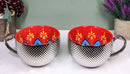 Large Luxury Silver Plated Ottoman Style Red Flower Mug Bowl 24oz Set Of Two