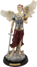 Ebros Byzantine Archangel Saint Jehudiel with Brass Name Plate Wooden Base 14"H