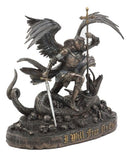 Bronzed Large Saint George The Dragon Slayer Statue 10"Tall I Will Fear No Evil