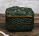 Faux Crocodile Pattern Textured Green Hide Print Decorative Jewelry Trinket Box