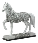 Ebros Equestrian Filigree Graceful Sauntering Silver Horse Statue 7.75" Long