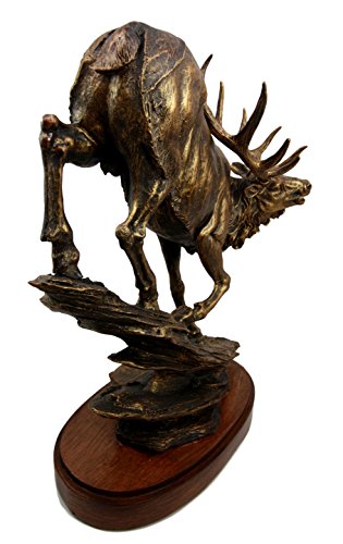 Ebros Gift Wild Emperor Sambar Elk Descending From Rocky Hill Decorative Figurine 13"H