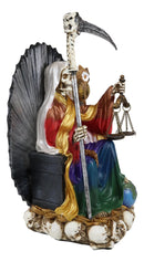 Ebros LED Light Seated 7 Powers Holy Death Santa Muerte Rainbow Tunic Figurine