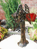 Large Heavenly Angel Saint Gabriel Bird Feeder Or Bath Garden Decor Iron Statue