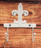 Ebros Gift 5.75" Tall Cast Iron Rustic Vintage Distressed White Fleur De Lis Emblem with 2 Peg Hooks Decorative Wall Hook Southwestern Hangers Accent for Keys Leashes Coats Hats (1)