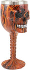 Ebros Inferno Fire Skull Face Wine Goblet Chalice Beverage Drinkware 7.25"H