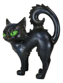 Witchcraft Mystical Curling Black Cat Green Eyes Standing Halloween Figurine