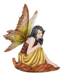 Ebros Gift Fall Fairy Figurine Red Oak Leaf Autumn Garden Faerie Fantasy Sculpture 5.5"H