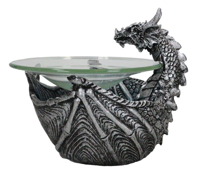 Birth Of Terra Silver Dragon Oil Burner Wax Tart Warmer Candle Holder Figurine