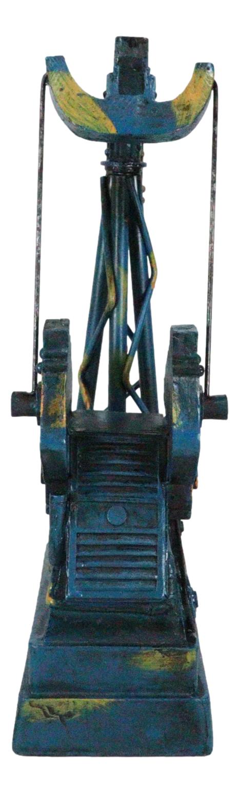 Western Rustic Blue Vintage Nodding Donkey Pumpjack Oil Derrick Rig Figurine