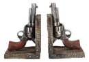 Rustic Western Double Revolvers Six Shooter Gun Pistols Bookends Figurine Set