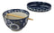 Ebros Japanese Dining Tempura Udon Noodles And Tentsuyu Dipping Sauce Large 6"D Bowl With Condiment Divider Lid And Built In Chopsticks Rest With Bamboo Chopsticks Set (Blue Winter Fauna)