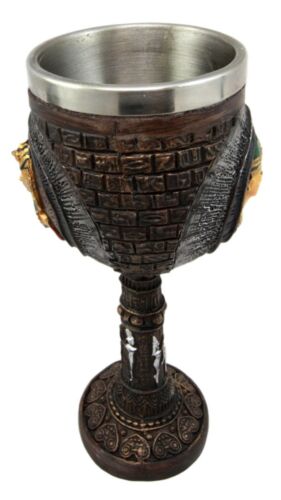 Ebros Egyptian Pharaoh King Tut & Queen Nefertiti Wine Goblet Chalice 6oz Nile Dynasty