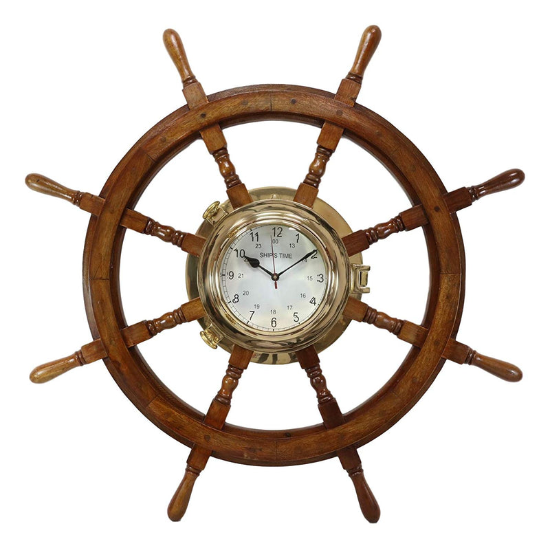 Ships Wheel Captain's Clock, 9 - Seaside Treasures - Nautical