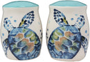 Ebros Blue & White Sea Turtle Ceramic Dinnerware (Salt & Pepper Shakers Set, 1)