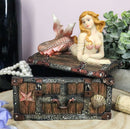 Beautiful Mermaid Ariel Resting On Sunken Treasure Jewelry Box Figurine 5.25"L