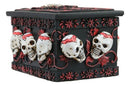 Day Of The Dead Red Floral Sugar Skull Small Stash Jewelry Box 4.25"L Figurine