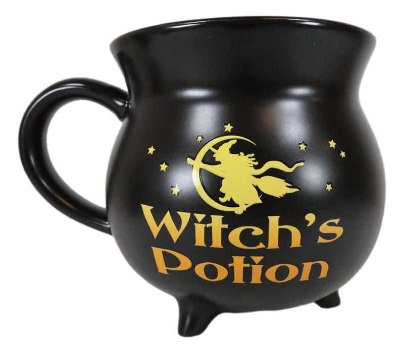 Wicca Sacred Witch's Potion Porcelain Black Cauldron Bowl Large Mug With Handle