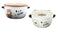 Pack Of 2 Brown And White Kuma Bear Porcelain Kids Food Bowls 25Oz W/ Lid Plate