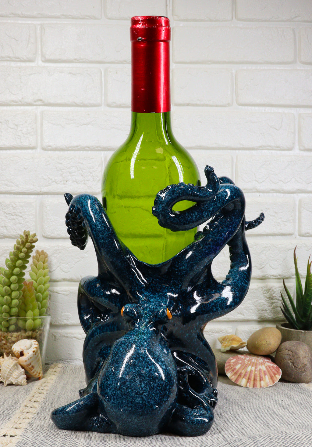 オンライン限定商品】 Blue Octopus Wine Bottle Holder 7.5 Tall