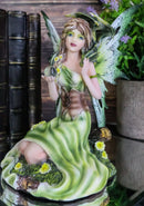 Earth Gaia Summer Fairy Goddess With Moss Jade Dragon Statue Fae Pixie Decor