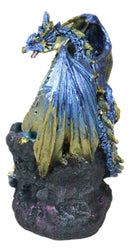 Blue Ice Dragon With Colorful LED Quartz Faux Geode Rock Crystal Cove Figurine