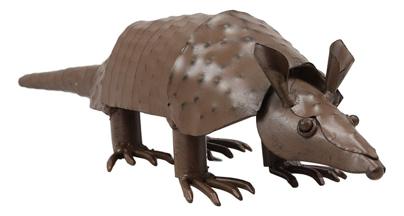 Ebros Western Rustic Forest Hand Sculpted Metal Springy Armadillo Statue 15.5" L