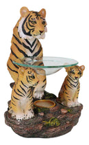 Jungle Predator Bengal Tiger Mother & Cubs Candle Heat Oil Tart Burner Figurine