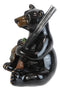 Western Rustic Hunter Black Bear Holding Shotgun And Mallard Duck Figurine Decor