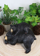 Ebros Rustic Forest Black Mama Bear And Cub Cuddling Shelf Snoozer Sitter Figurine