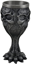 Ebros Metallic Silent Screaming Distorted Skull Face Tall Wine Drink Goblet Chalice