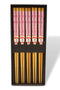 Reusable Bamboo Pink Cherry Blossoms Set of 5 Ridged Chopsticks Pairs In Box