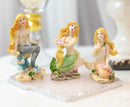 Nautical Sea Blonde Haired Mermaids with Colorful Tails Mini Figurines Set of 3