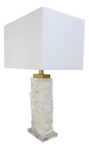 26"H Contemporary Elegant Stacked Marble Gold Plated Metal Table Lamp W/ Shade