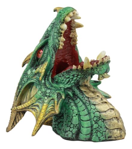 Ebros Green Grendel Dragon Head Wine Bottle Holder Serpent Of Fire Decorative Figurine