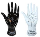 Black And White Fortune Teller Palmistry Hand Palms Ceramic Jewelry Holders Set