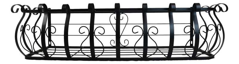 Set of 2 Parisian Cast Iron Black Scrollwork Wall Planter Bracket Shelf Box