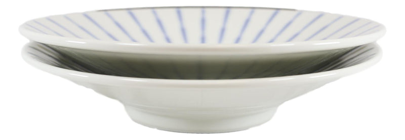 Japanese White And Blue Focus Reduction Glazed Ceramic Shallow Bowls Pack Of 2