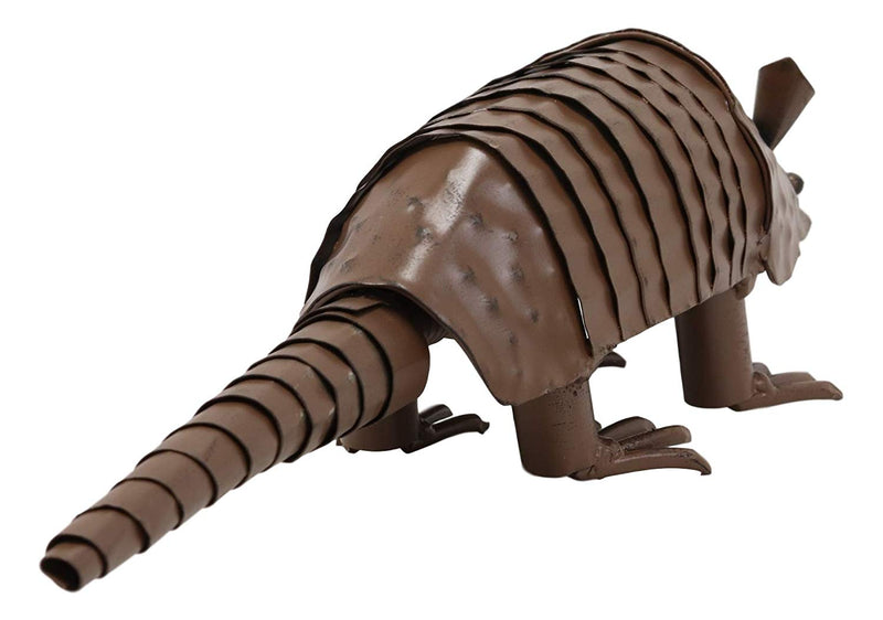 Ebros Western Rustic Forest Hand Sculpted Metal Springy Armadillo Statue 15.5" L