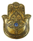 Golden Hamsa Palm Hand Of God With Rolling Evil Eye Decorative Box Figurine