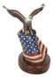 Patriotic Wings of Glory Bald Eagle Perching On American Flag Memorial Figurine