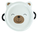 Pack Of 2 Beige Kuma Bear Porcelain Kids Food Bowls 25Oz W/ Condiment Lid Plate