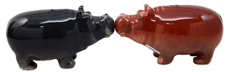 Ebros Gift Nile River Hippo Salt & Pepper Shakers Ceramic Magnetic Figurine Set 4"L