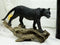 Ebros Animal Jungle Black Panther Prowling On Distressed Tree Log Figurine 8"L