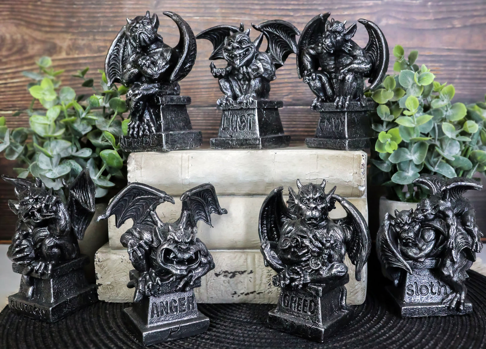 The Allegorical Seven Deadly Sins Gargoyle Figurine Set of 7 Wicked Ga ...