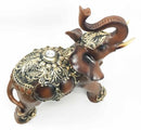 Feng Shui Wood Finished Resin Majestic Asian Elephant With Trunk Up Figurine