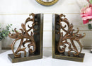 Vintage Ornate Scroll Bookends Set Scroll Art Statue Pair 7.5"H Classical Design