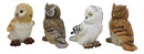 Colorful Nocturnal Owls Of The World Miniature Figurine Set of 4 Owl Theme Decor