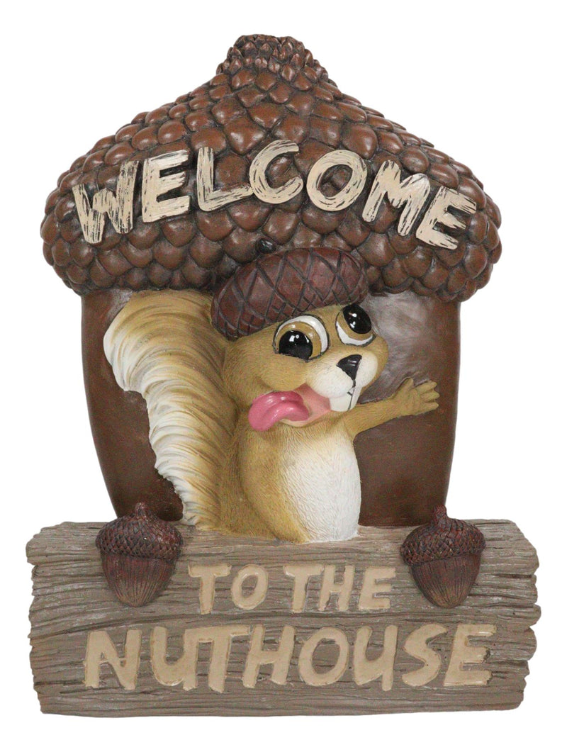 Rustic Welcome To The Nut House Funny Family Squirrel And Acorn Wall Decor Sign