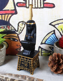 Egyptian Goddess Maat Squatting On Pedestal with Ostrich Feather Statue 6" H